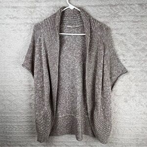 PETER NYGARD Cardigan 2X Tan Rolled Cap Sleeve Sweater Shawl Collar